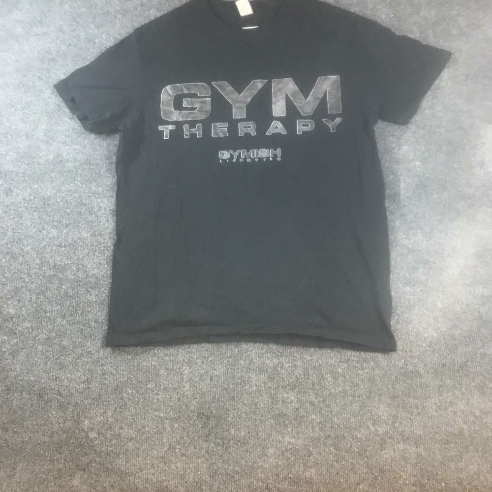 Gymish Gym Therapy Funny Motivational Workout Gym T Shirt Men L Black